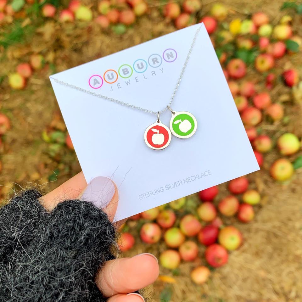 MINI APPLE CHARM sterling silver with rhodium plate