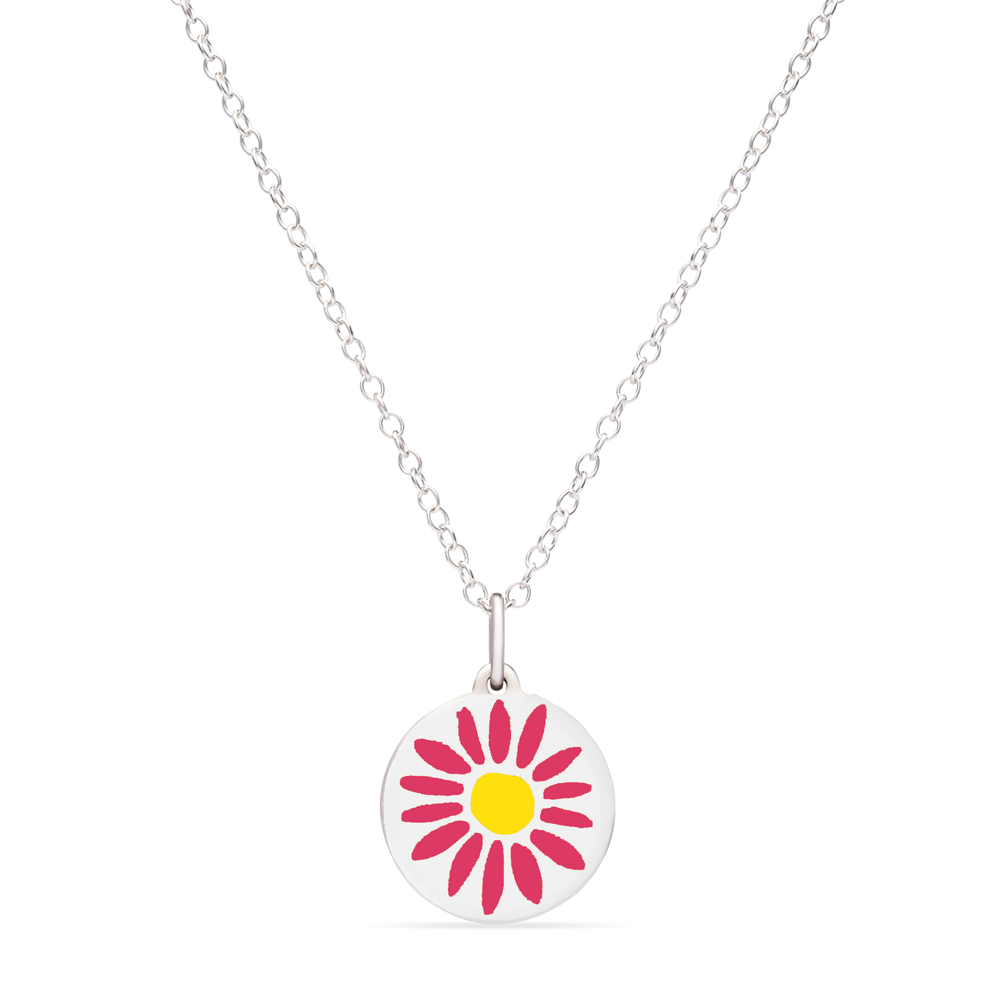 MINI PINK DAISY CHARM sterling silver with rhodium plate
