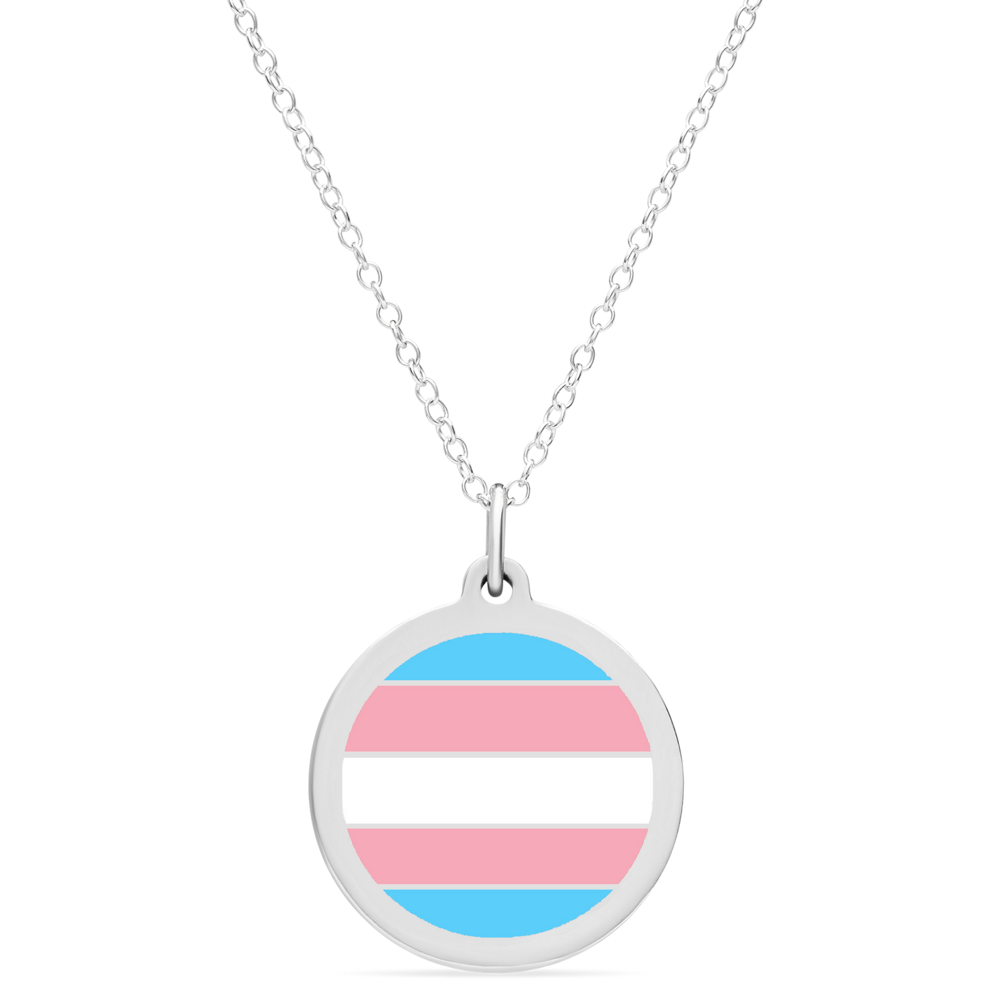 TRANS FLAG CHARM in sterling silver with rhodium plate