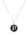 MINI INITIAL 'p' CHARM sterling silver with rhodium plate