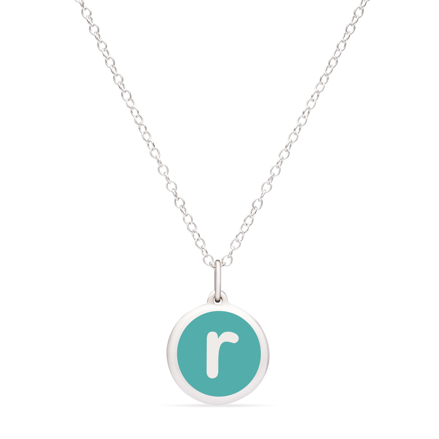 MINI INITIAL 'r' CHARM sterling silver with rhodium plate