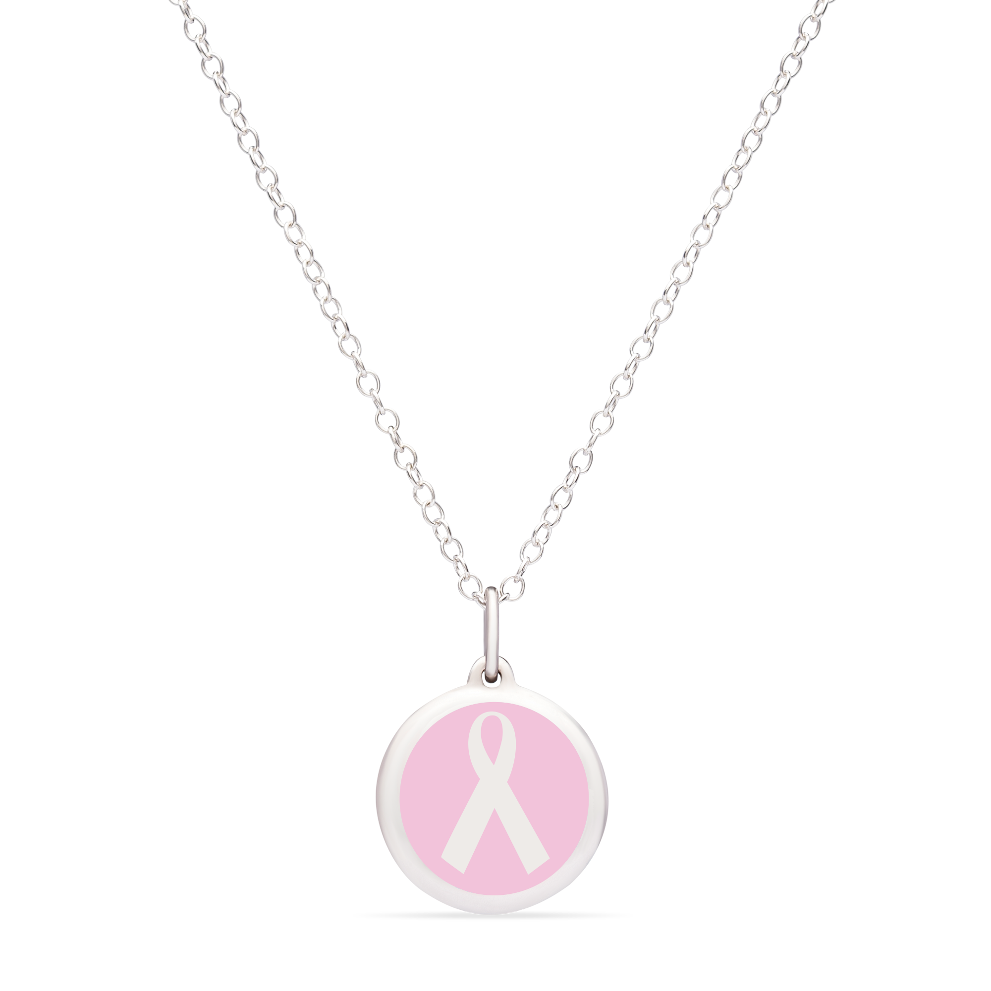 MINI PINK RIBBON CHARM sterling silver with rhodium plate