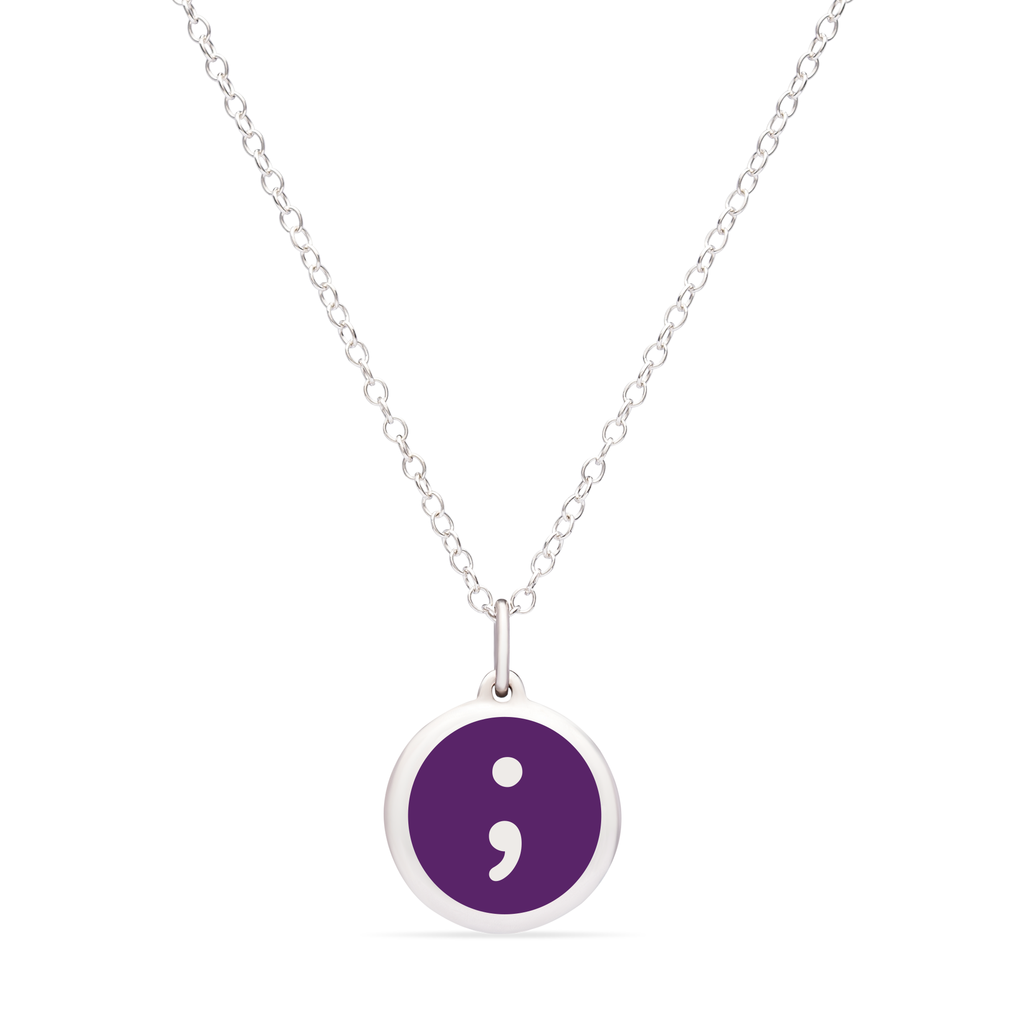 MINI SEMICOLON CHARM sterling silver with rhodium plate