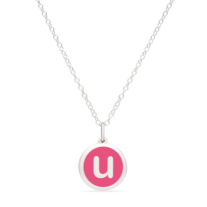 MINI INITIAL 'u' CHARM sterling silver with rhodium plate