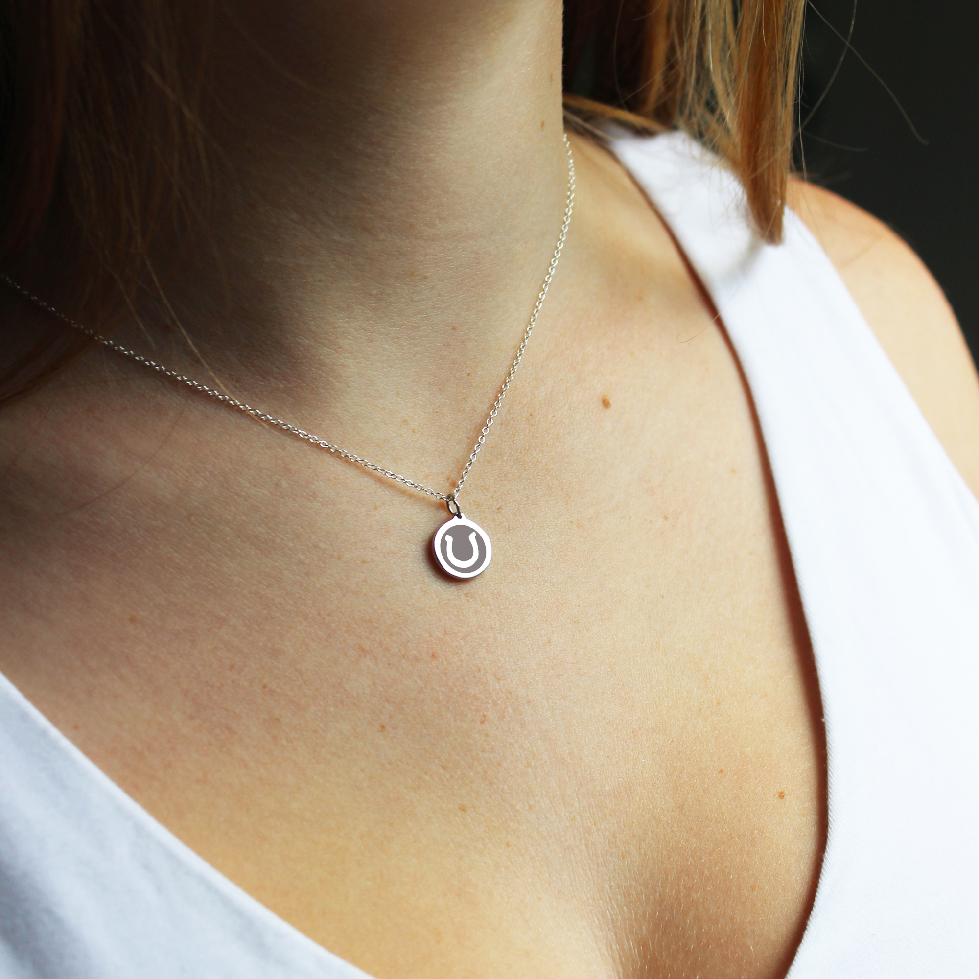 MINI HORSESHOE CHARM sterling silver with rhodium plate