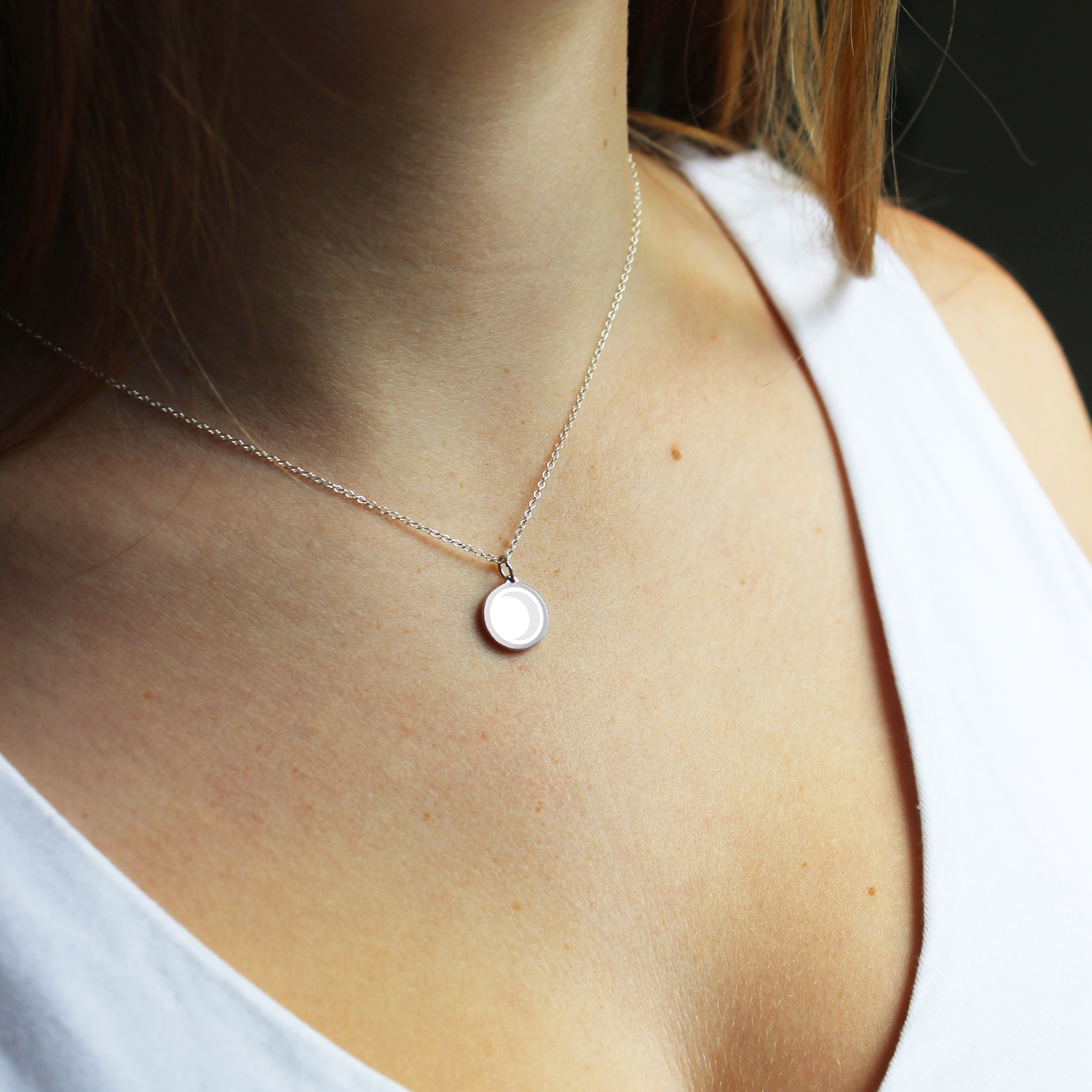 MINI MOON CHARM sterling silver with rhodium plate