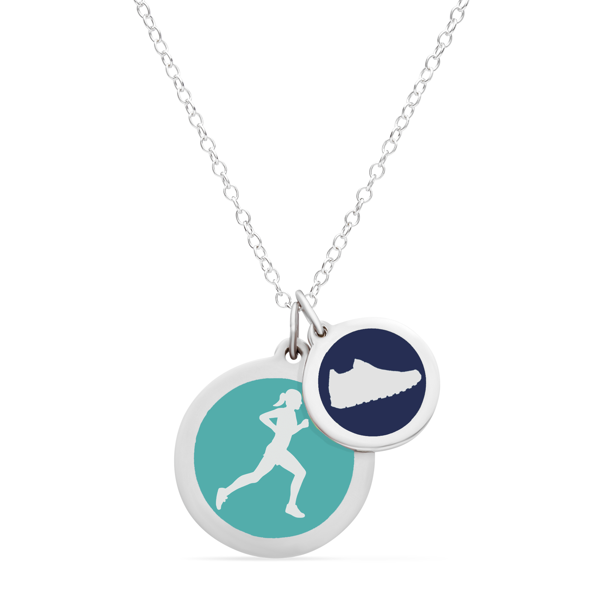 RUNNER & SNEAKER NECKLACE in sterling silver with rhodium plate