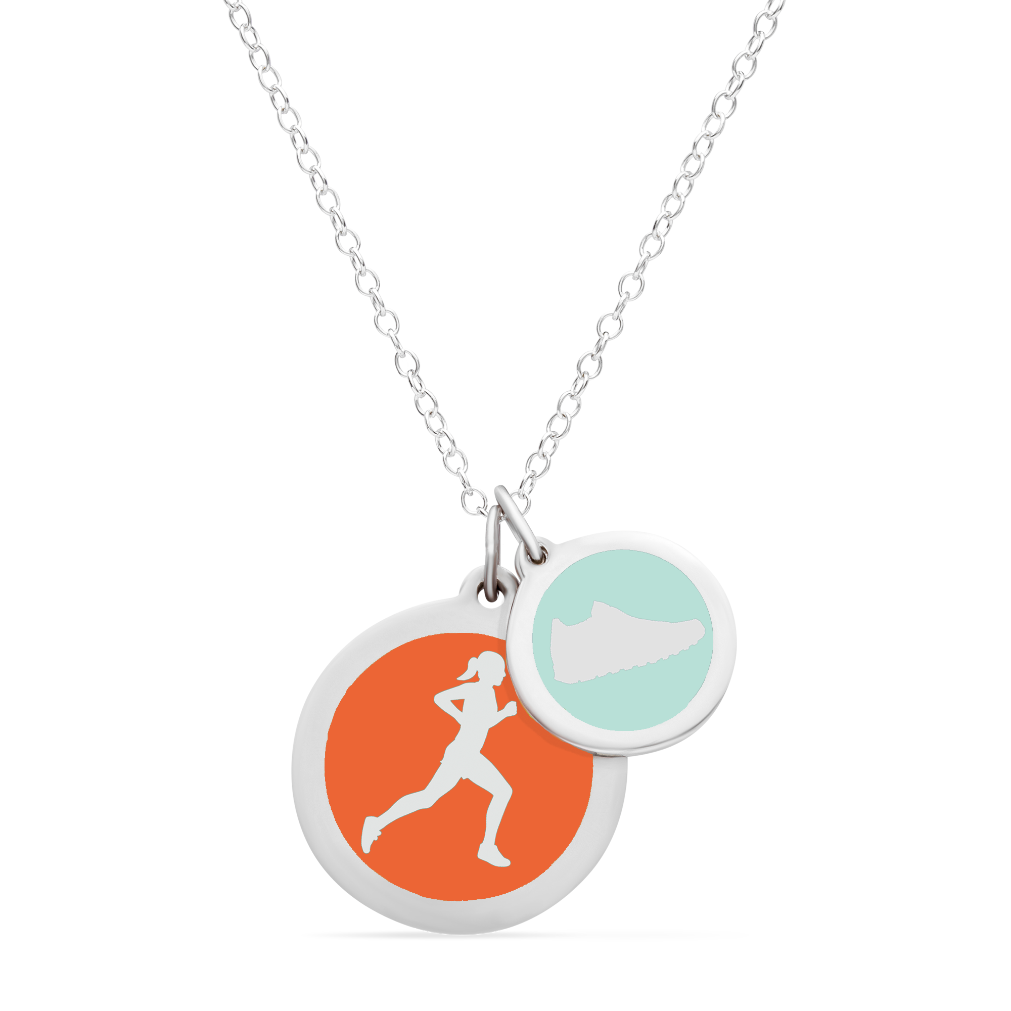 RUNNER & SNEAKER NECKLACE in sterling silver with rhodium plate
