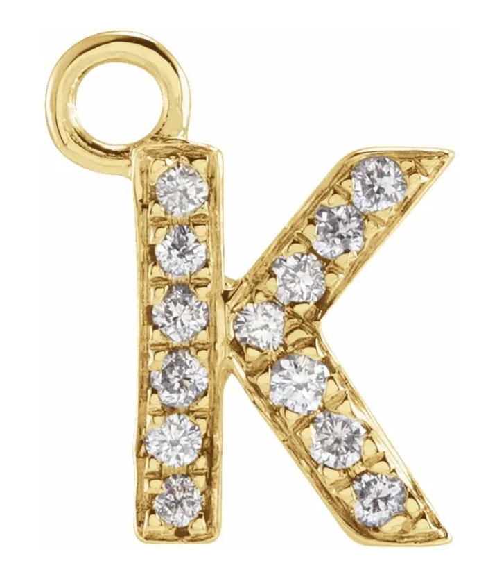 NEW! Solid 14k Gold + Diamond Letters Dangles