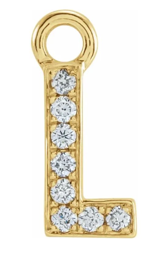 NEW! Solid 14k Gold + Diamond Letters Dangles