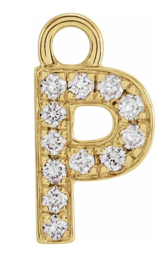 NEW! Solid 14k Gold + Diamond Letters Dangles