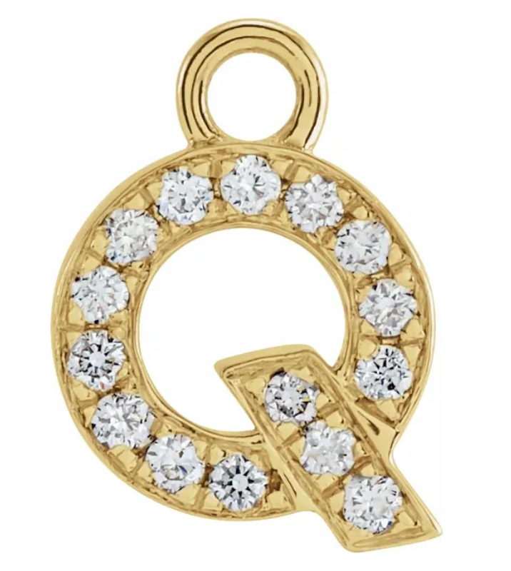 NEW! Solid 14k Gold + Diamond Letters Dangles