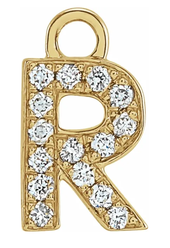 NEW! Solid 14k Gold + Diamond Letters Dangles
