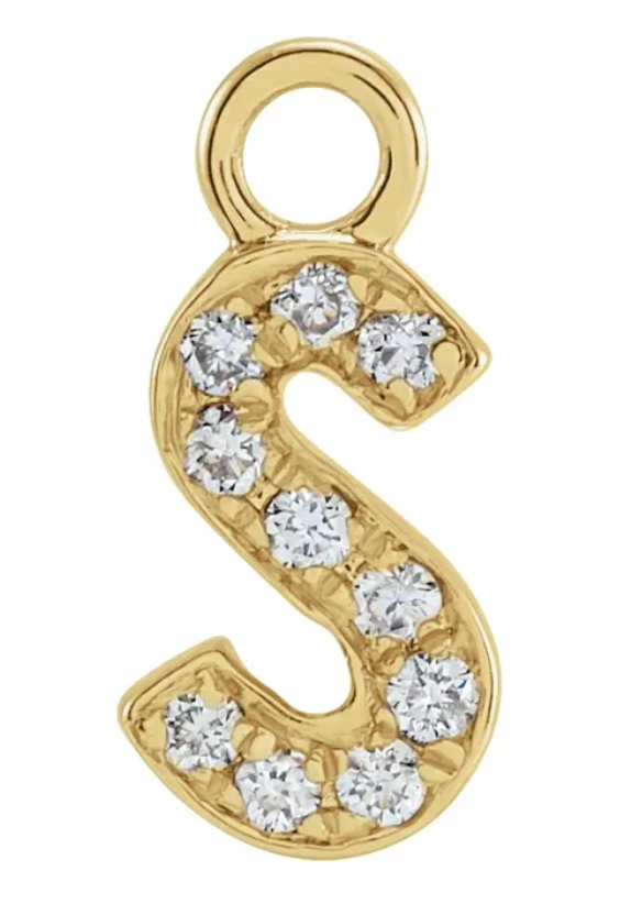 NEW! Solid 14k Gold + Diamond Letters Dangles