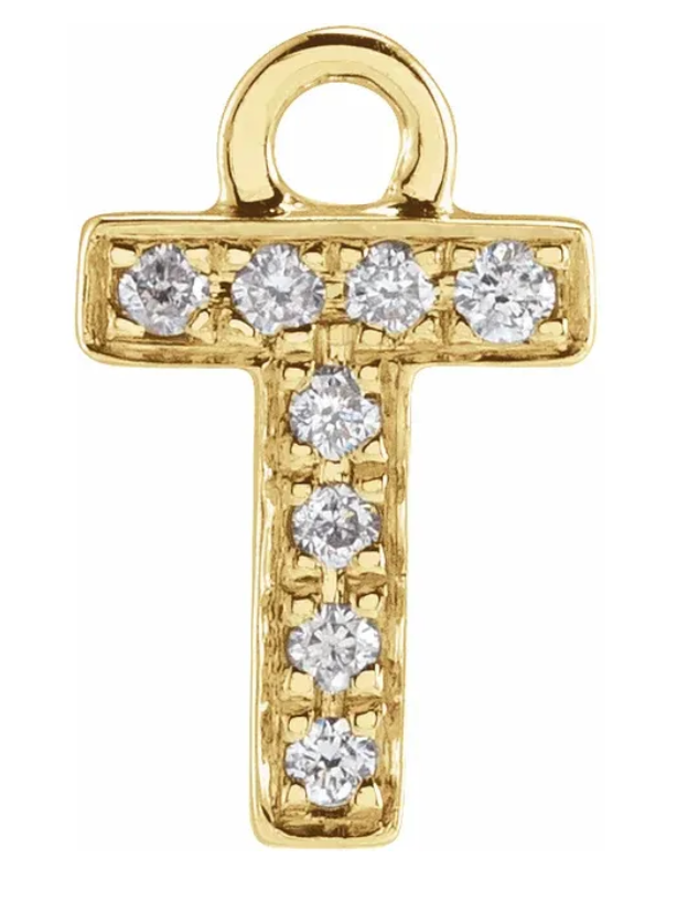 NEW! Solid 14k Gold + Diamond Letters Dangles