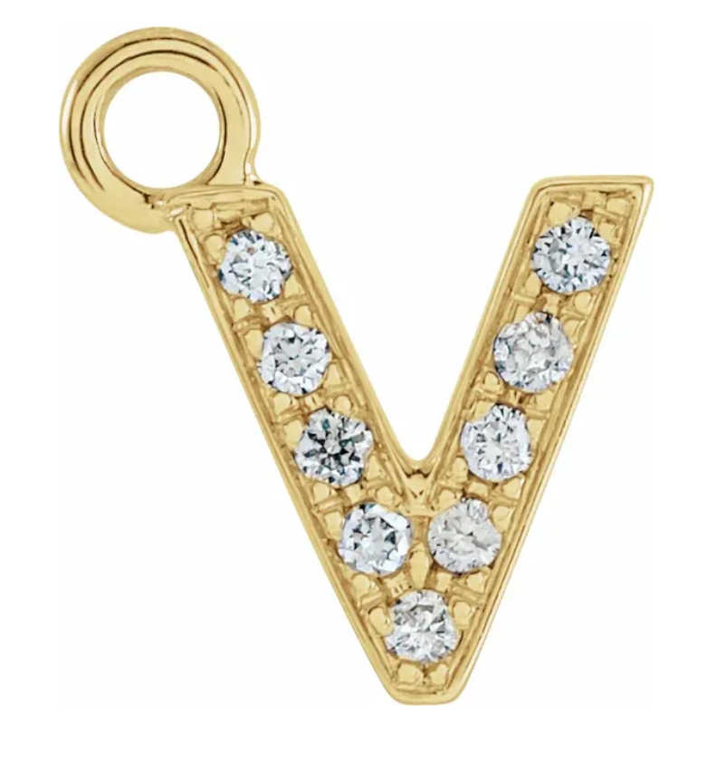 NEW! Solid 14k Gold + Diamond Letters Dangles