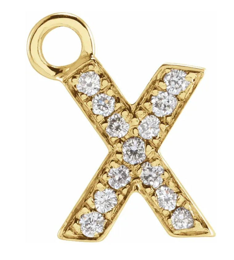 NEW! Solid 14k Gold + Diamond Letters Dangles