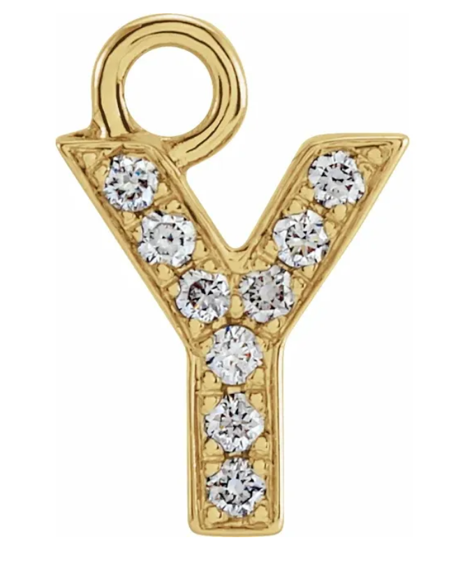 NEW! Solid 14k Gold + Diamond Letters Dangles