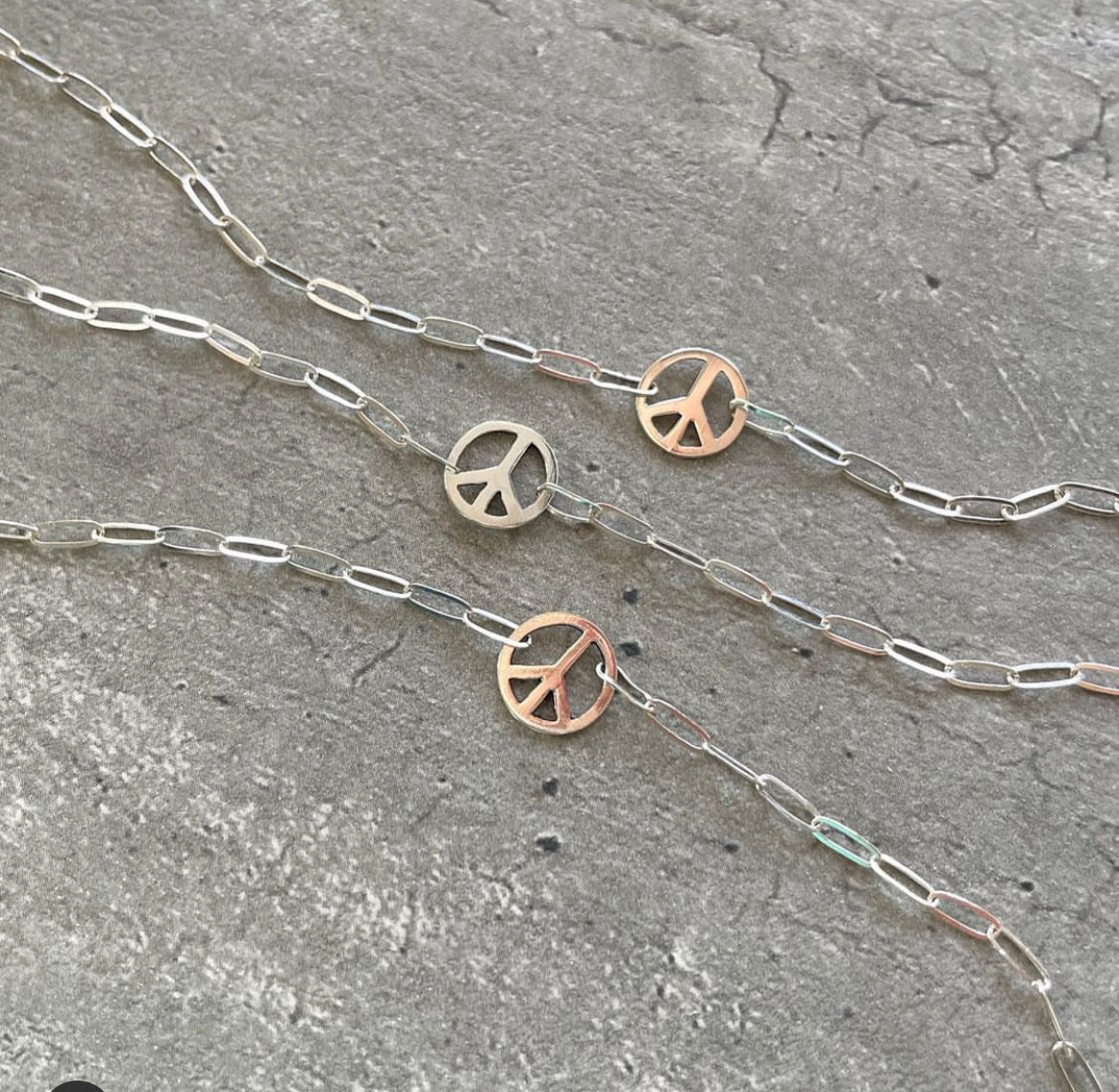 HANDMADE PEACE SIGN in sterling silver