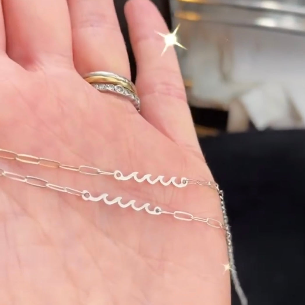 HANDMADE WAVE PAPERCLIP NECKLACE in sterling silver