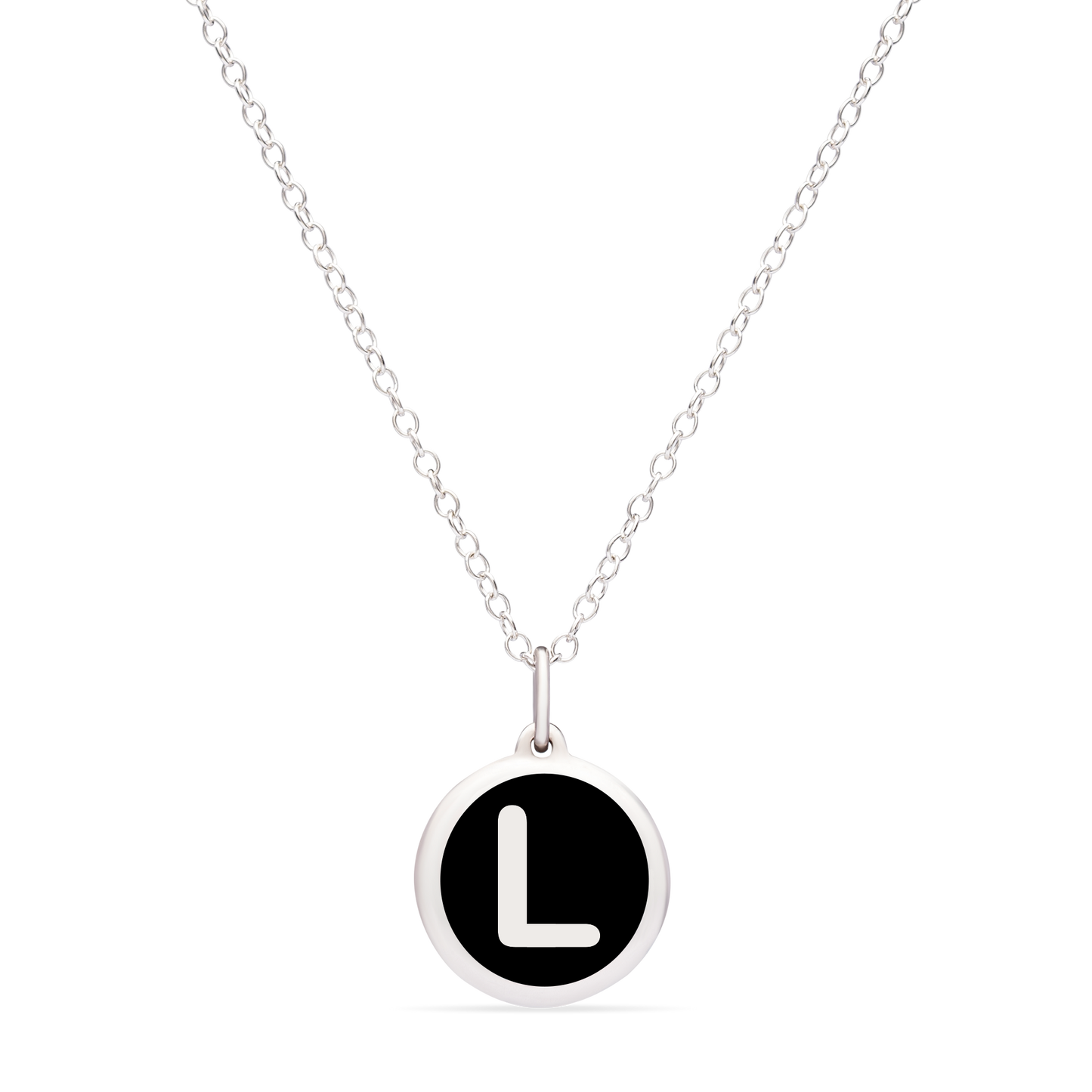 MINI INITIAL 'L' CHARM sterling silver with rhodium plate