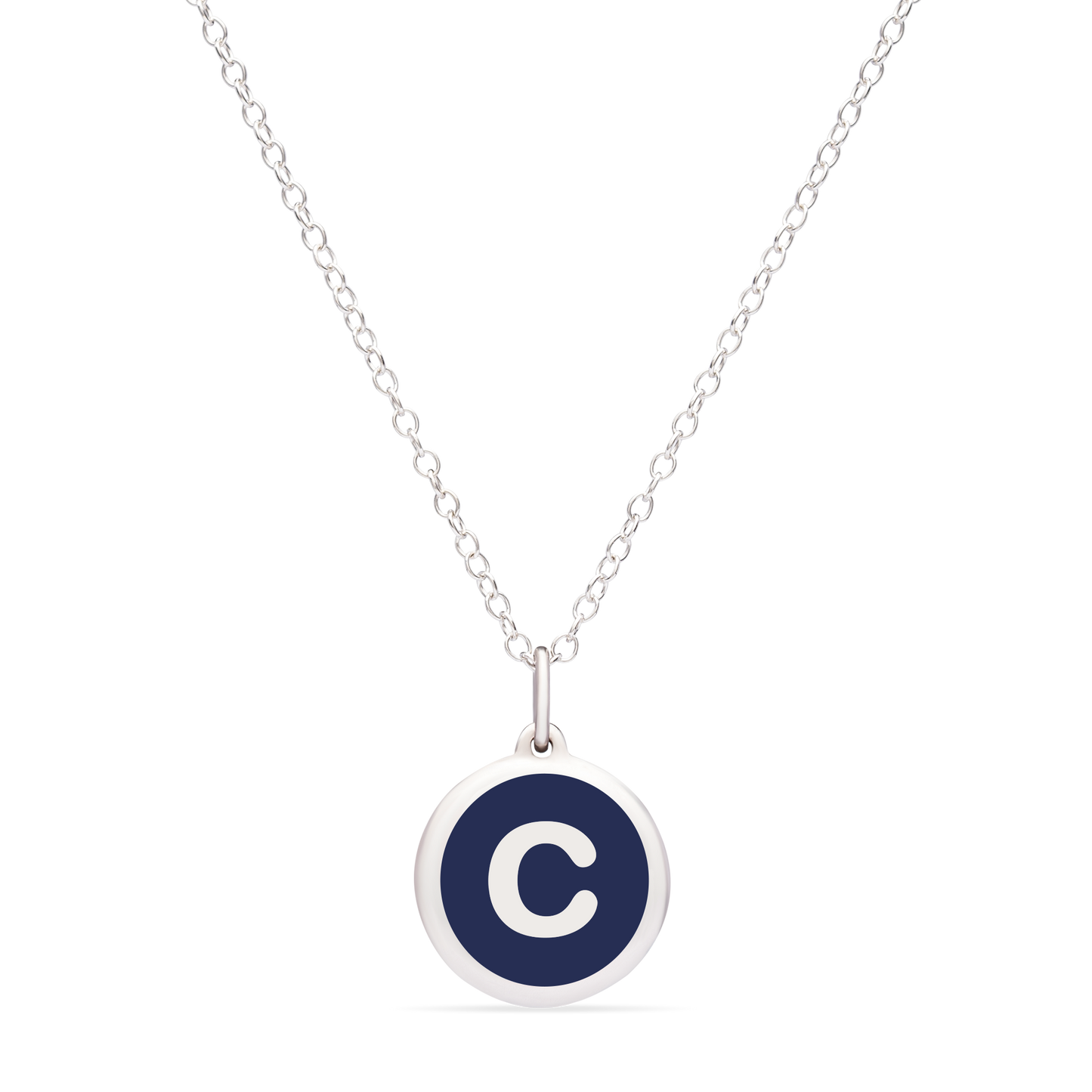 MINI INITIAL 'c' CHARM sterling silver with rhodium plate