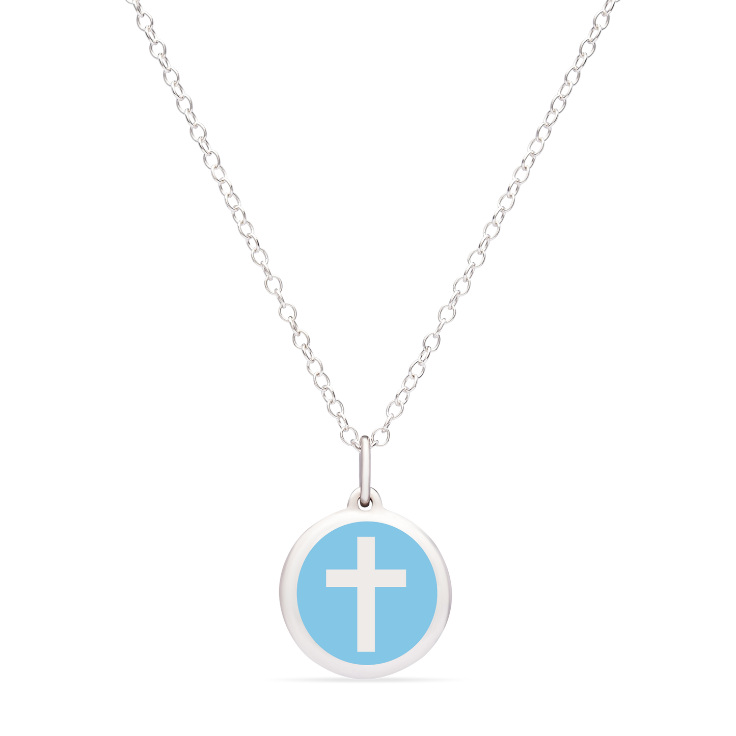 MINI CROSS CHARM sterling silver with rhodium plate