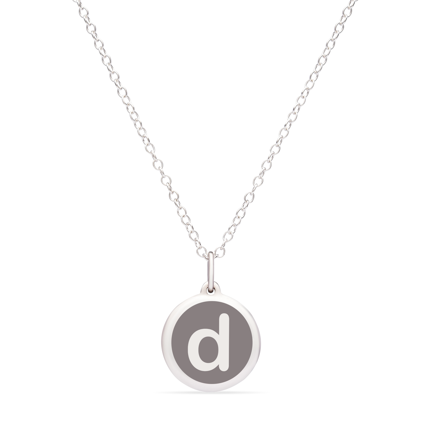MINI INITIAL 'd' CHARM sterling silver with rhodium plate