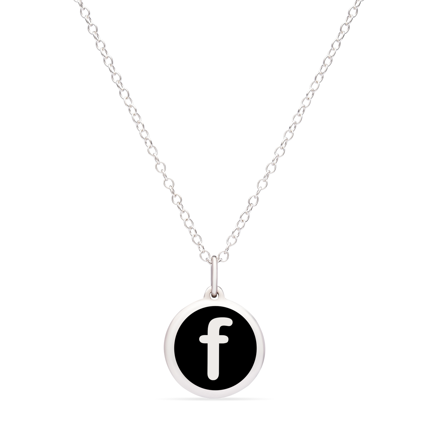 MINI INITIAL 'f' CHARM sterling silver with rhodium plate