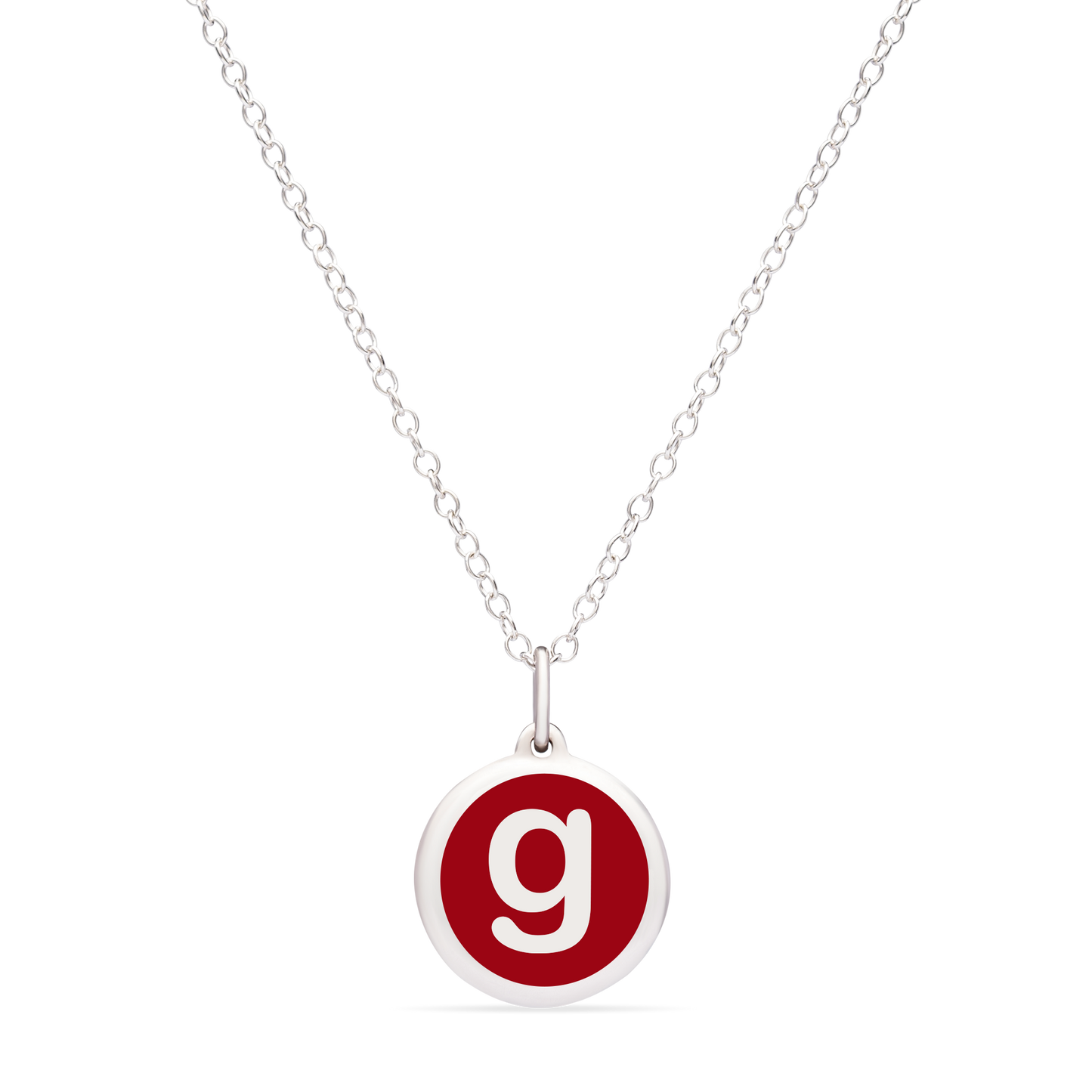 MINI INITIAL 'g' CHARM sterling silver with rhodium plate
