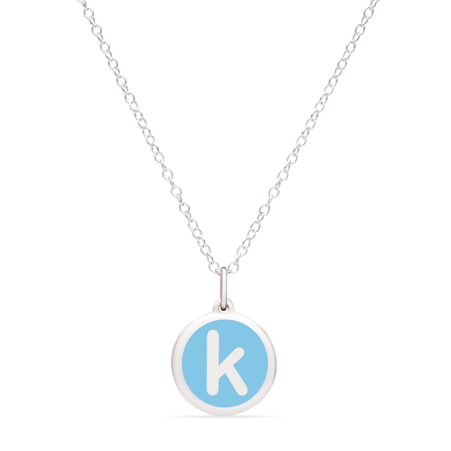 MINI INITIAL 'k' CHARM sterling silver with rhodium plate