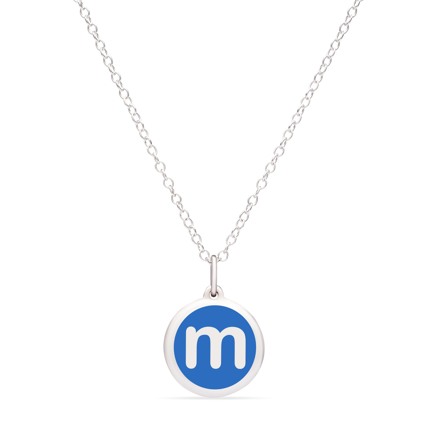 MINI INITIAL 'm' CHARM sterling silver with rhodium plate