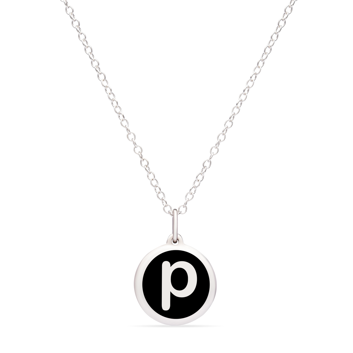 MINI INITIAL 'p' CHARM sterling silver with rhodium plate