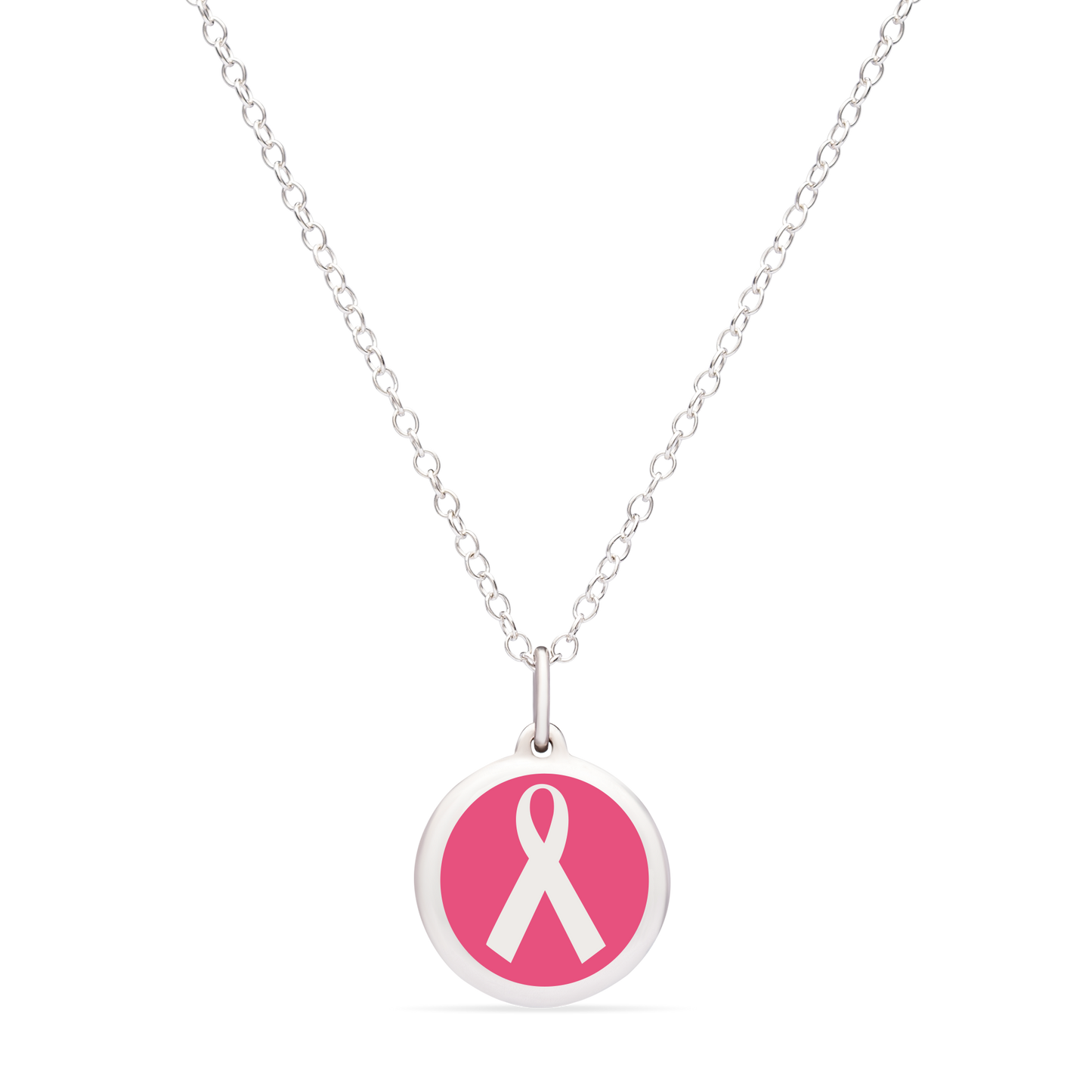 MINI PINK RIBBON CHARM sterling silver with rhodium plate