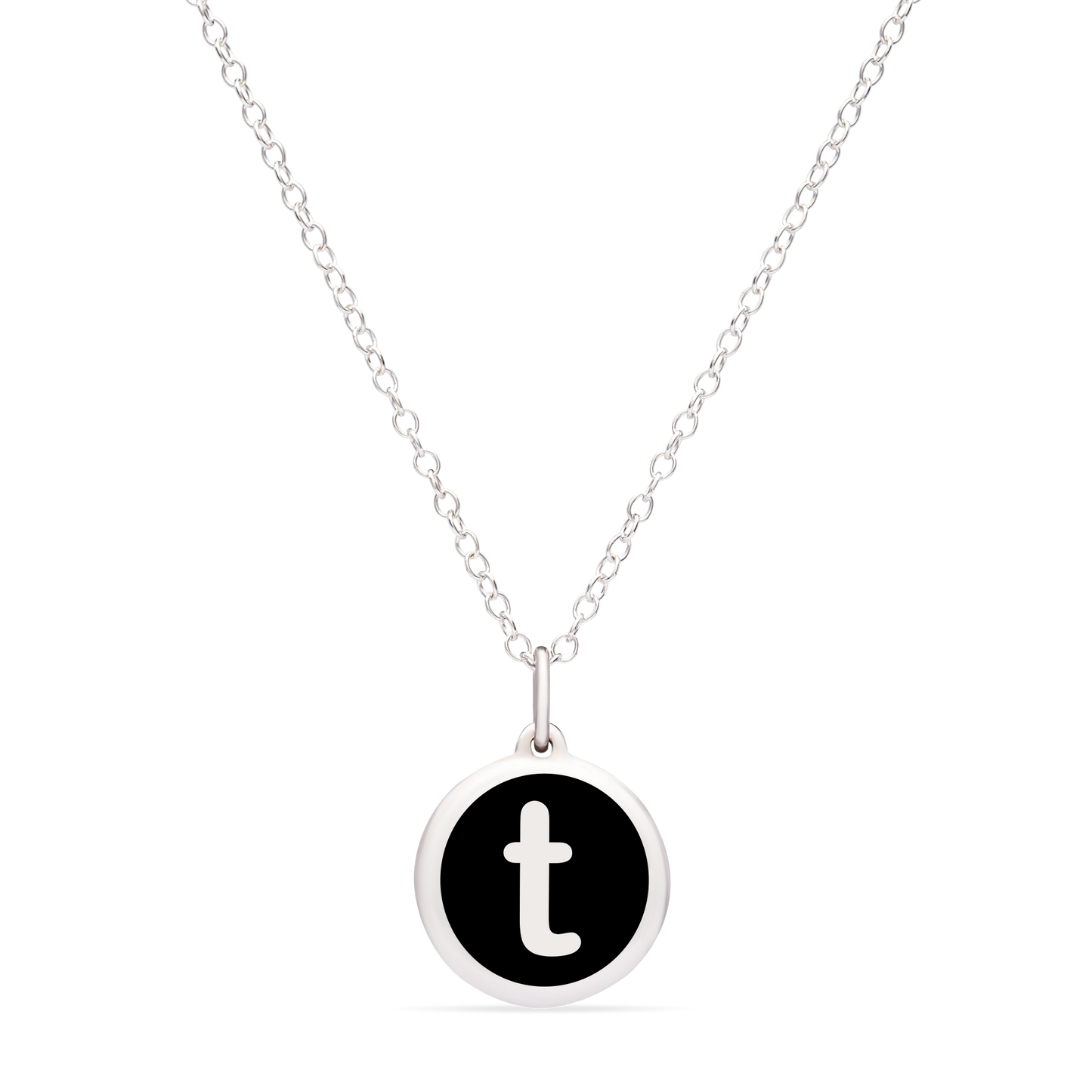 MINI INITIAL 't' CHARM sterling silver with rhodium plate