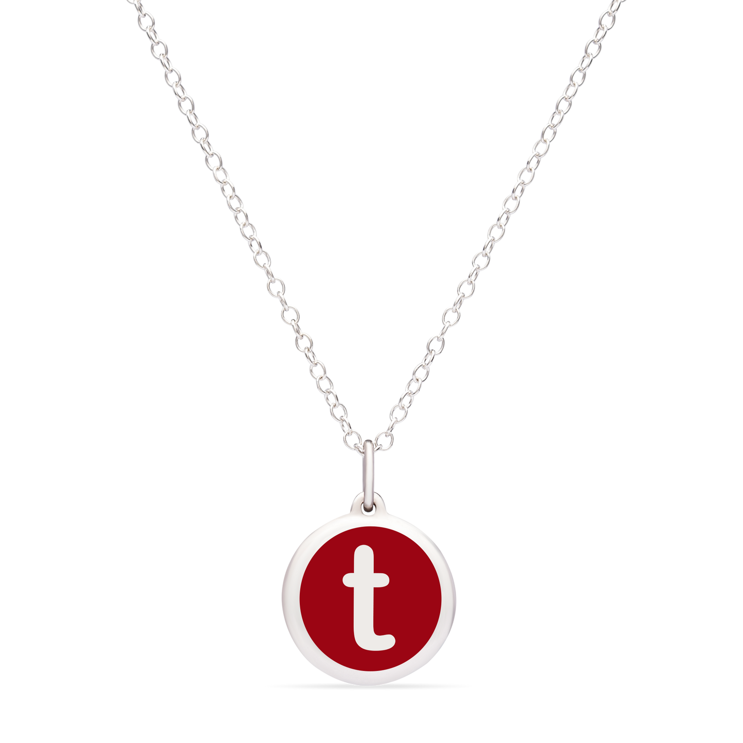 MINI INITIAL 't' CHARM sterling silver with rhodium plate