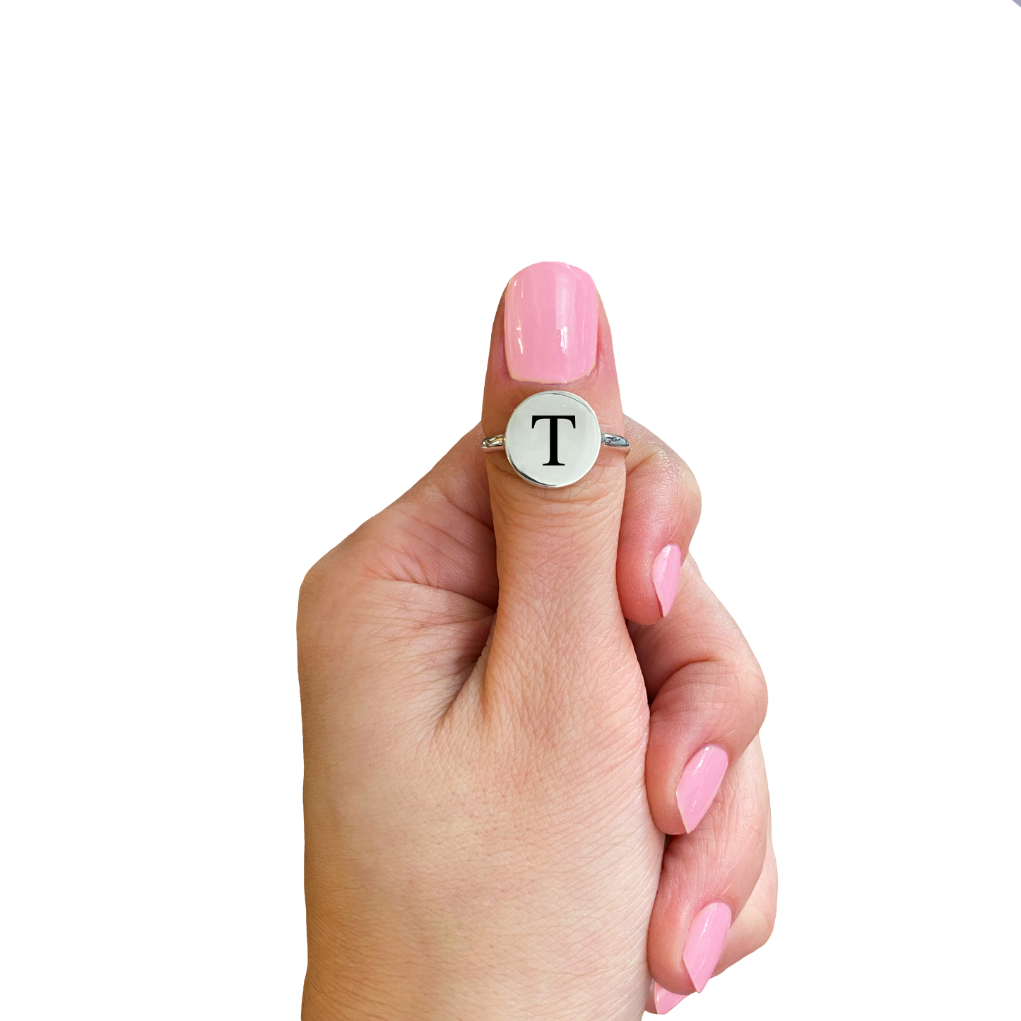 BESPOKE INITIAL RING in sterling silver