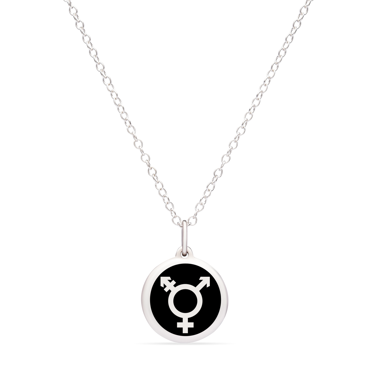 ALL-INCLUSIVE GENDER SYMBOL in sterling silver with rhodium plate