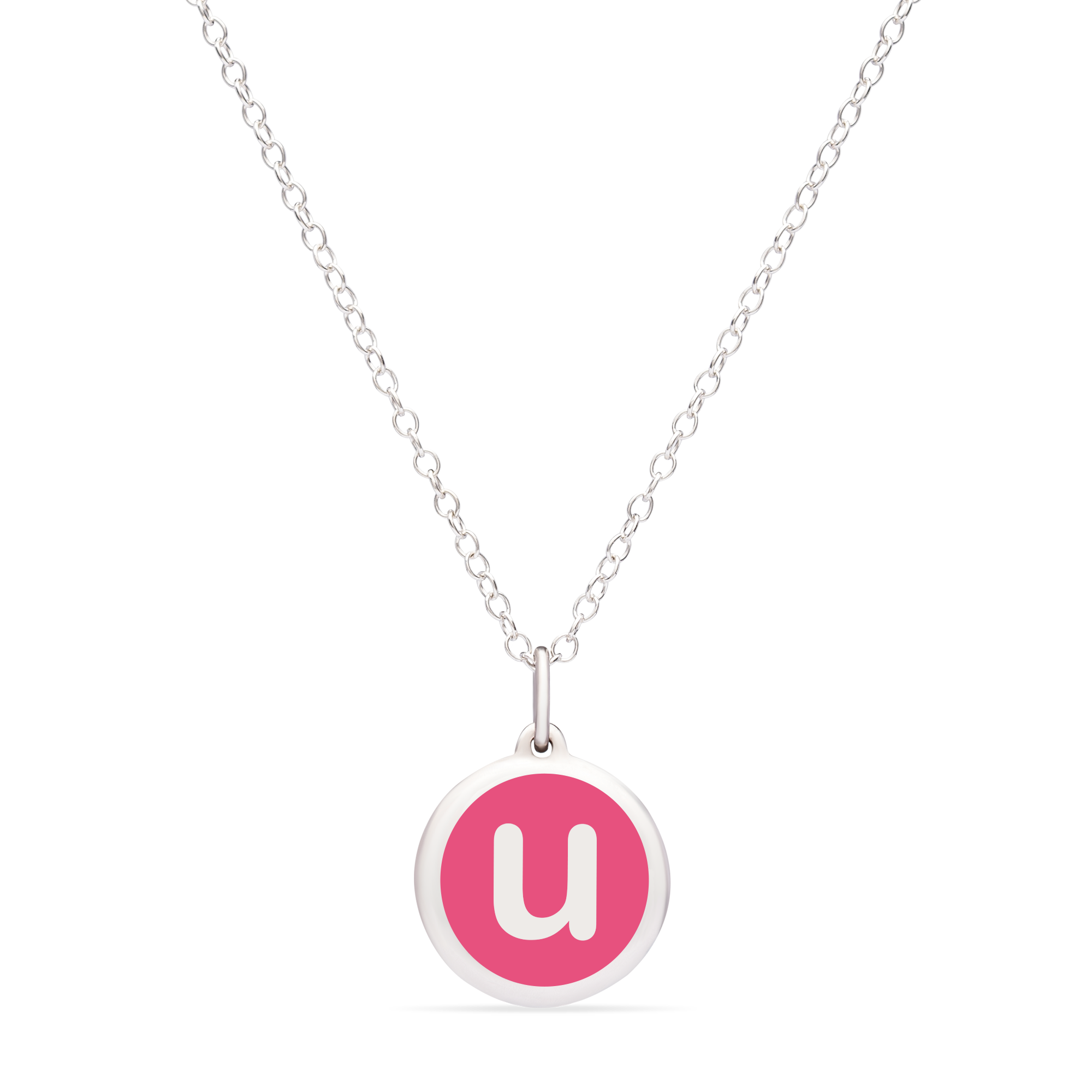 MINI INITIAL &#39;u&#39; CHARM sterling silver with rhodium plate