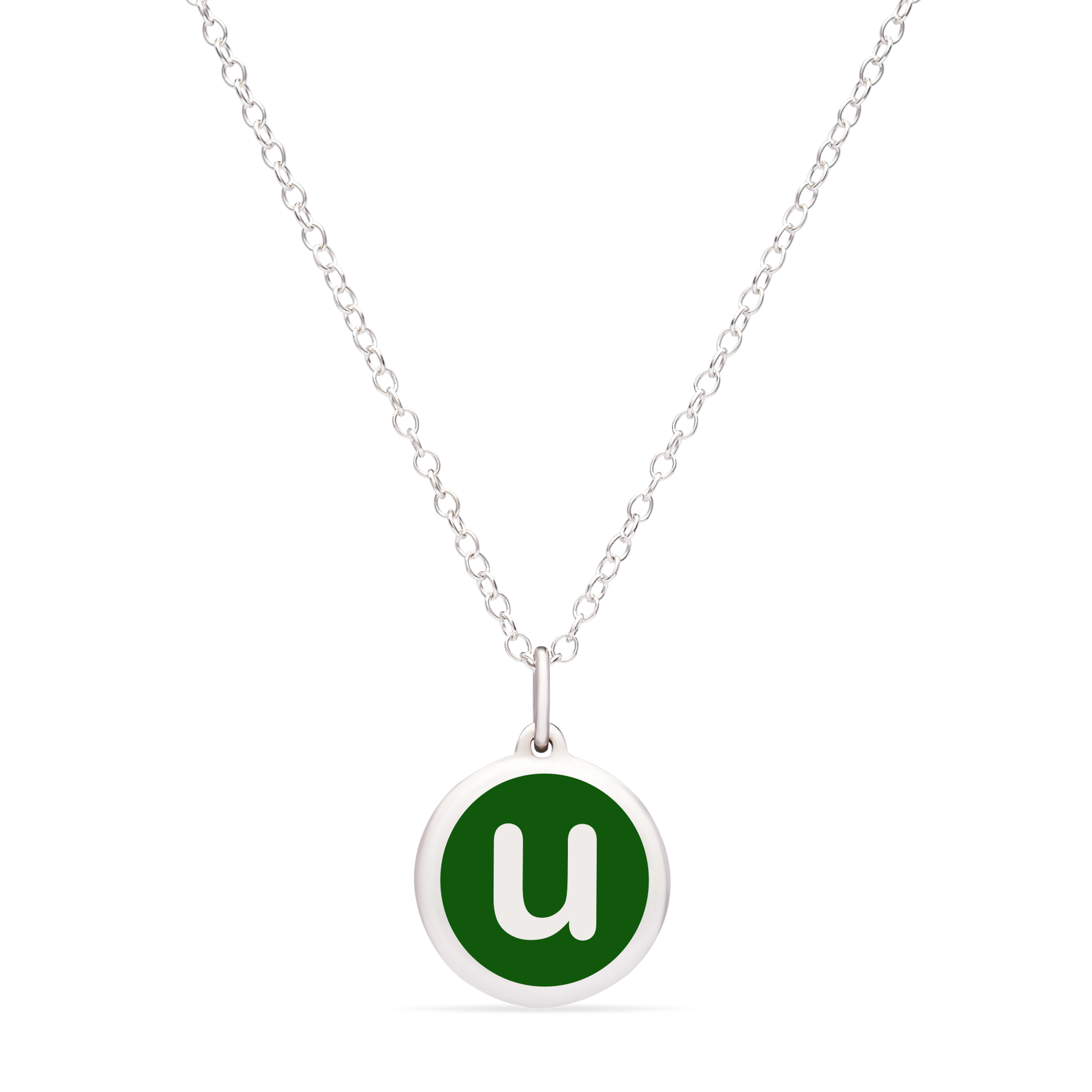 MINI INITIAL &#39;u&#39; CHARM sterling silver with rhodium plate