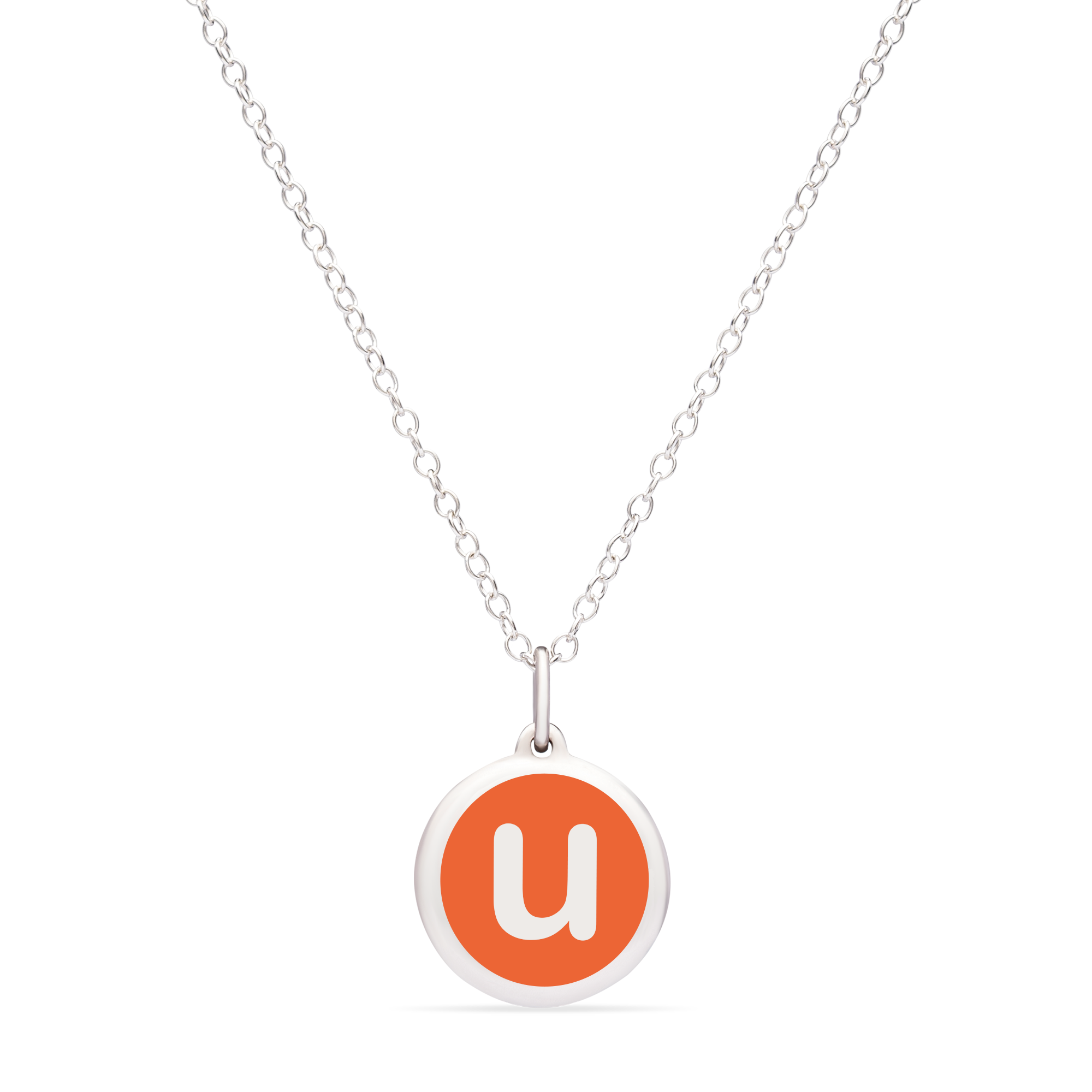 MINI INITIAL &#39;u&#39; CHARM sterling silver with rhodium plate