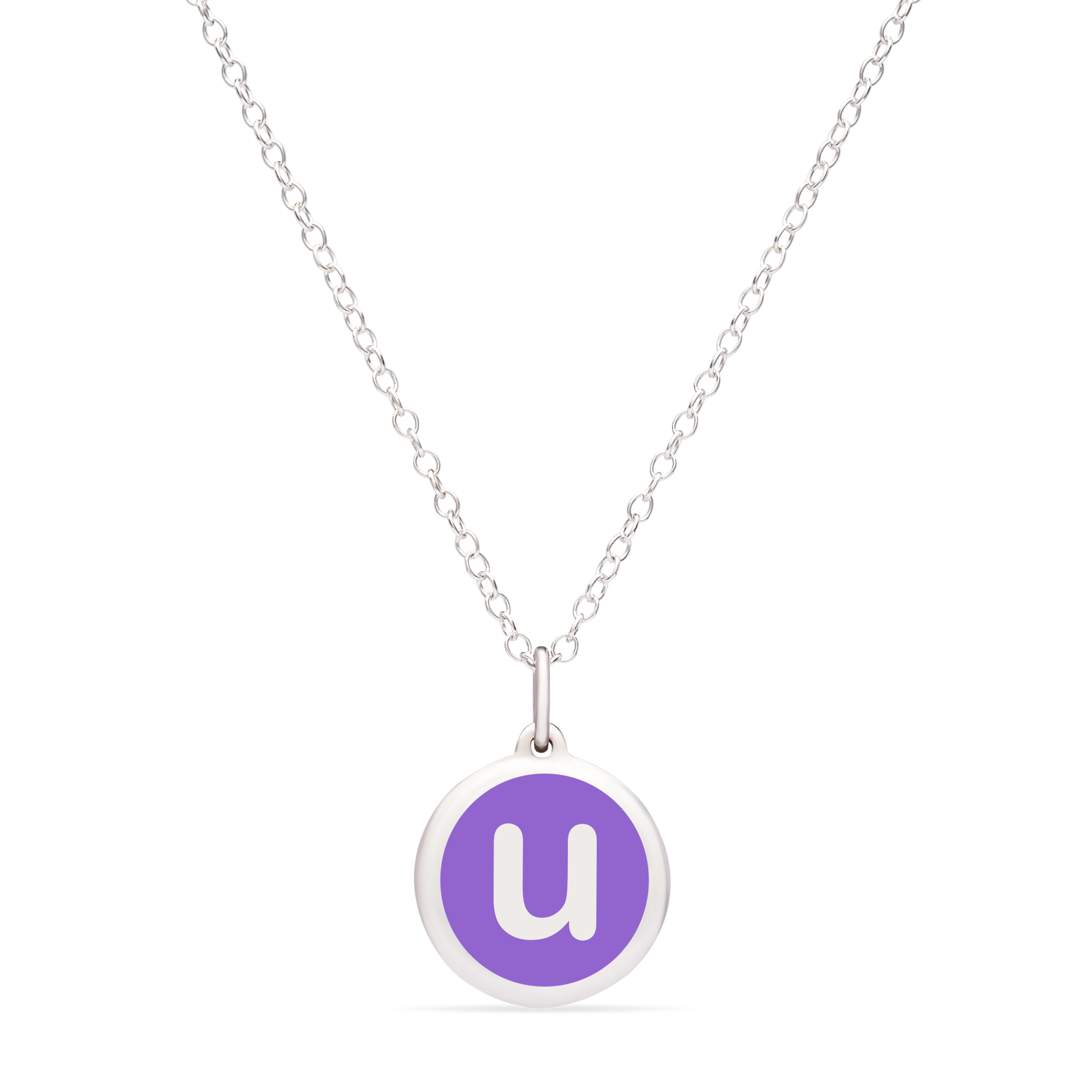 MINI INITIAL &#39;u&#39; CHARM sterling silver with rhodium plate