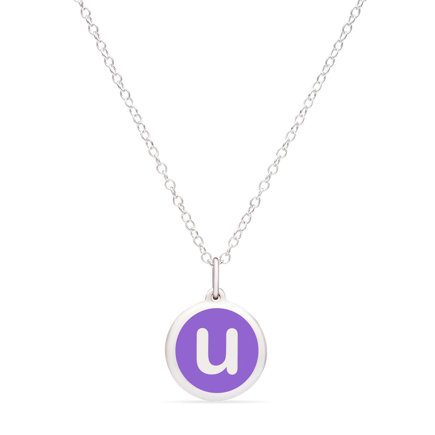 MINI INITIAL 'u' CHARM sterling silver with rhodium plate