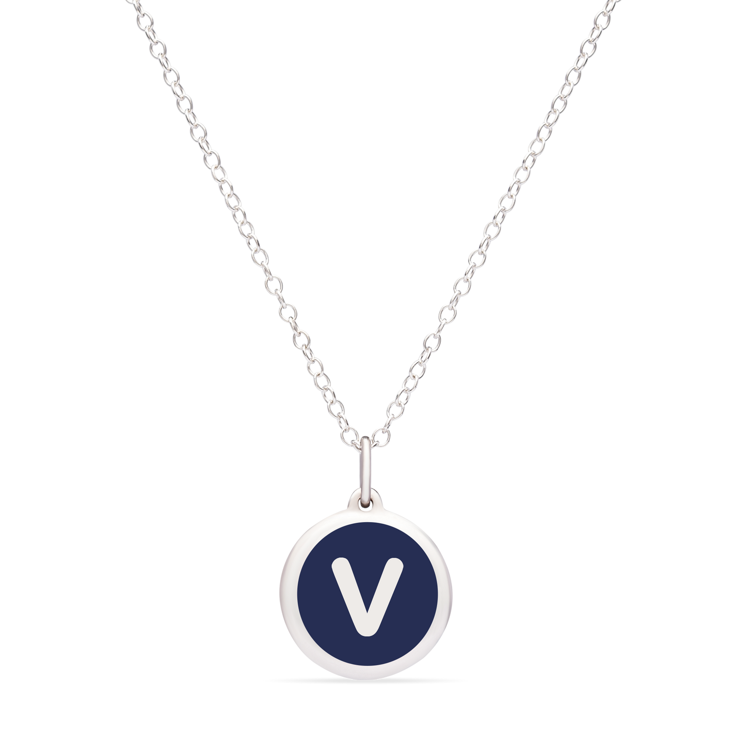 MINI INITIAL 'v' CHARM sterling silver with rhodium plate