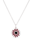 MINI DEEP RED DAISY CHARM sterling silver with rhodium plate