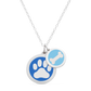 PAW PRINT & DOG BONE NECKLACE in sterling silver with rhodium plate