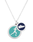 RUNNER & SNEAKER NECKLACE in sterling silver with rhodium plate