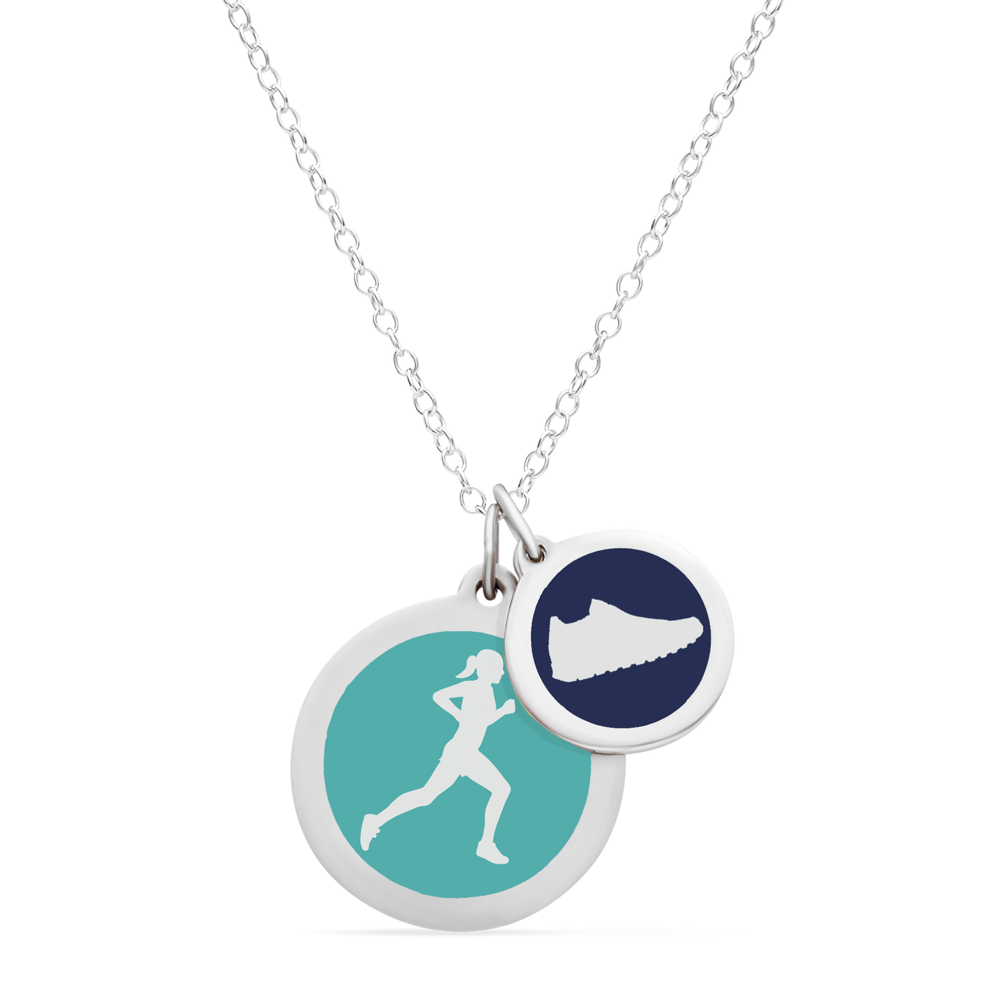 RUNNER & SNEAKER NECKLACE in sterling silver with rhodium plate