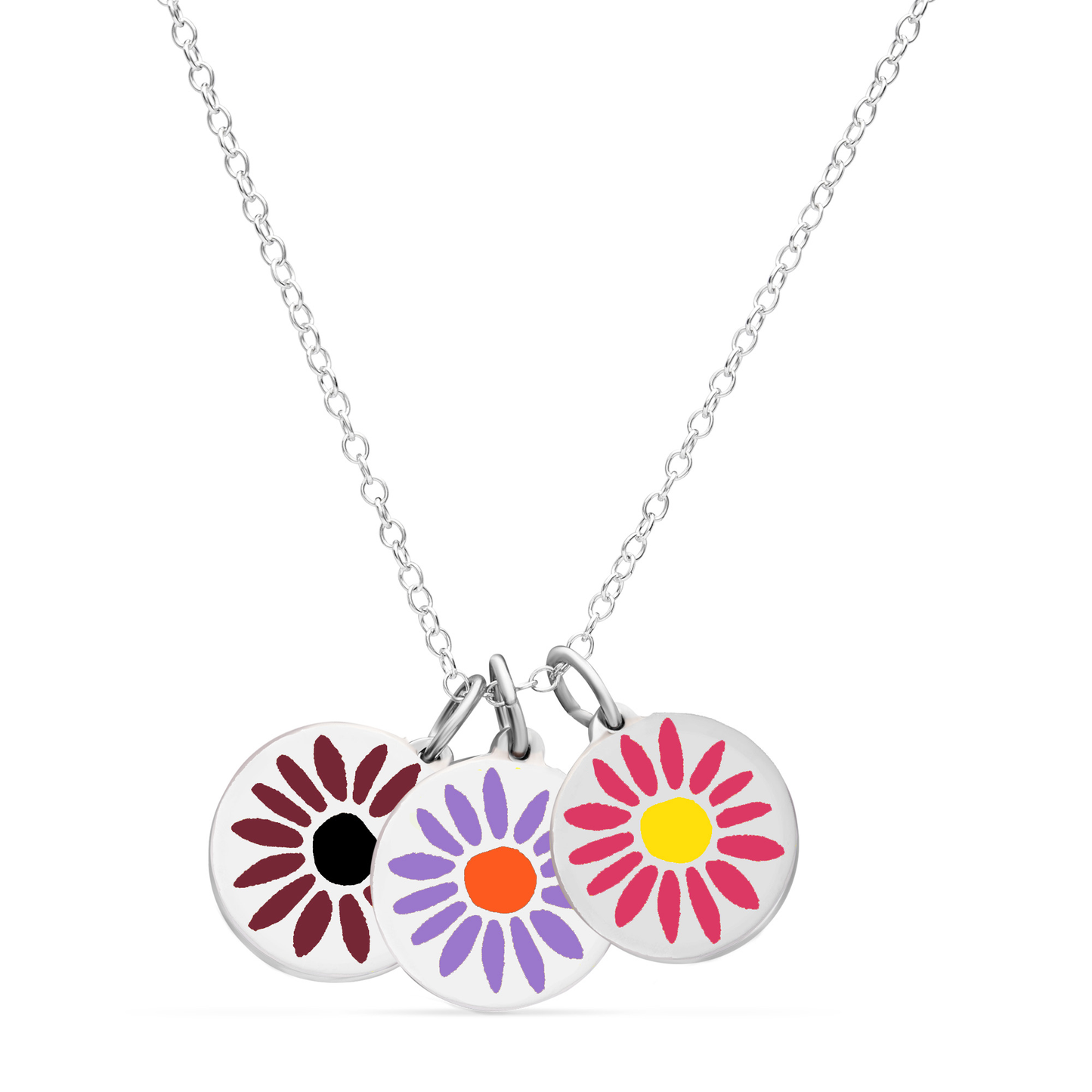 NEW BOUQUET NECKLACE sterling silver with rhodium plate